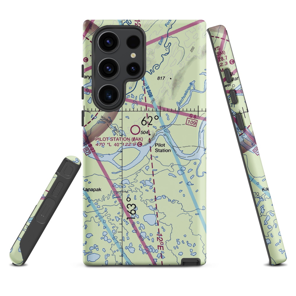 Pilot Station Airport (0AK) VFR Sectional Samsung Phone Case Samsung Galaxy S23 Ultra model shown