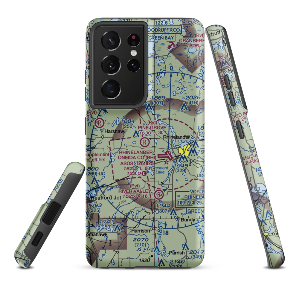 Pine Grove Airport (WI42) VFR Sectional Samsung Phone Case Samsung Galaxy S21 Plus model shown