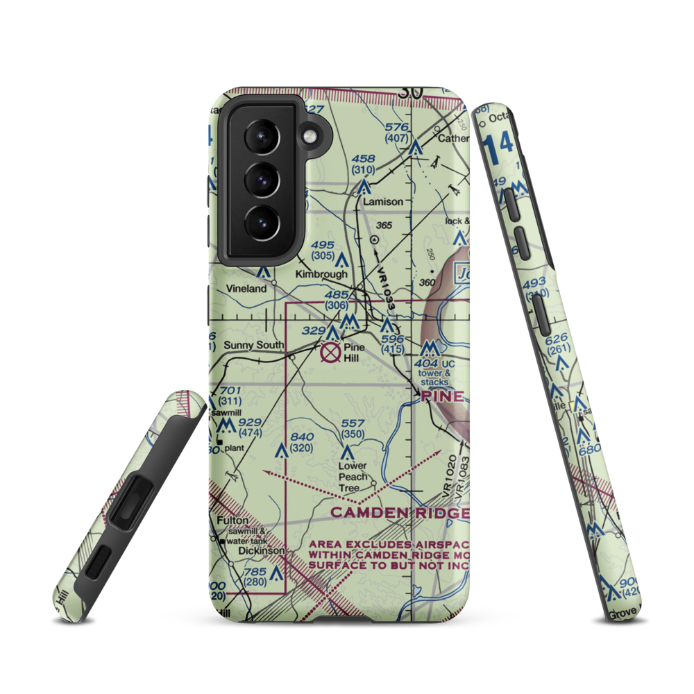 Pine Hill Municipal Airport (71A) VFR Sectional Samsung Phone Case Samsung Galaxy S21 model shown