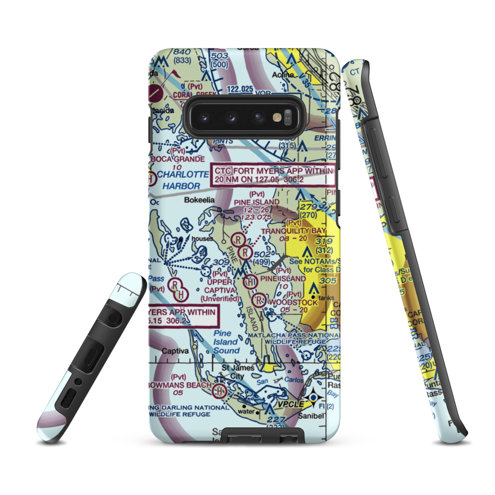 Pine Island Airport (1FA3) VFR Sectional Samsung Phone Case Samsung Galaxy S10 Plus model shown