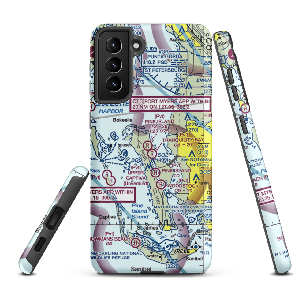 Pine Island Airport (1FA3) VFR Sectional Samsung Phone Case Samsung Galaxy S21 FE model shown