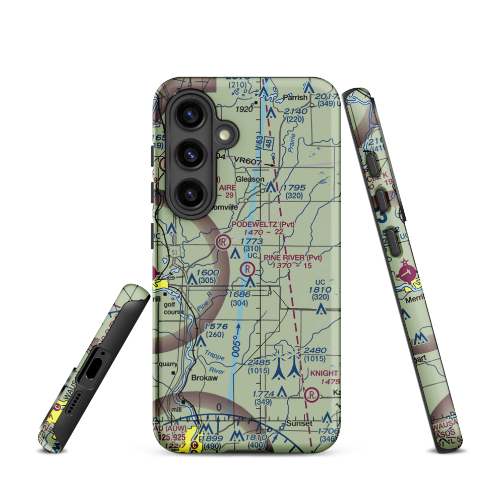Pine River Airport (WI87) VFR Sectional Samsung Phone Case Samsung Galaxy S24 model shown