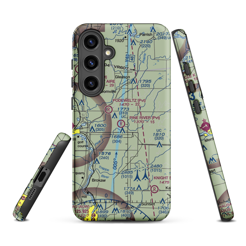 Pine River Airport (WI87) VFR Sectional Samsung Phone Case Samsung Galaxy S24 Plus model shown