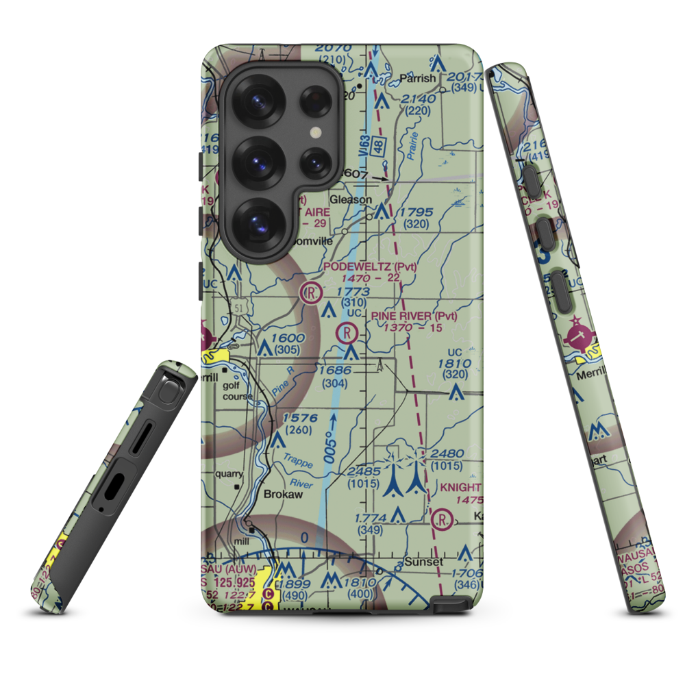 Pine River Airport (WI87) VFR Sectional Samsung Phone Case Samsung Galaxy S25 Ultra model shown