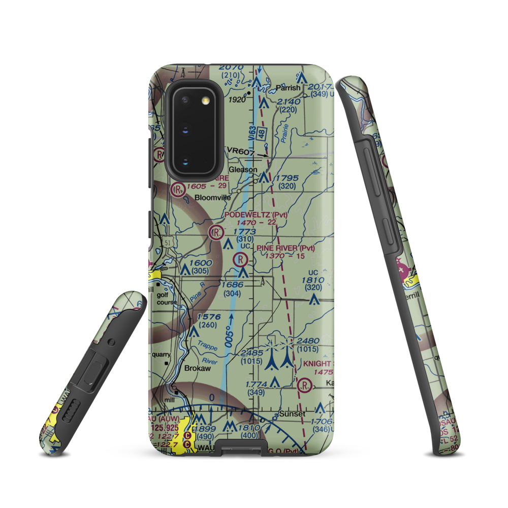 Pine River Airport (WI87) VFR Sectional Samsung Phone Case Samsung Galaxy S20 model shown