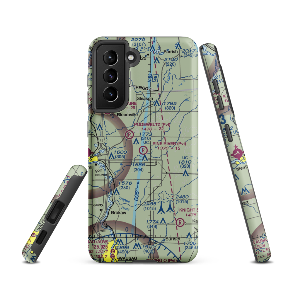 Pine River Airport (WI87) VFR Sectional Samsung Phone Case Samsung Galaxy S21 model shown