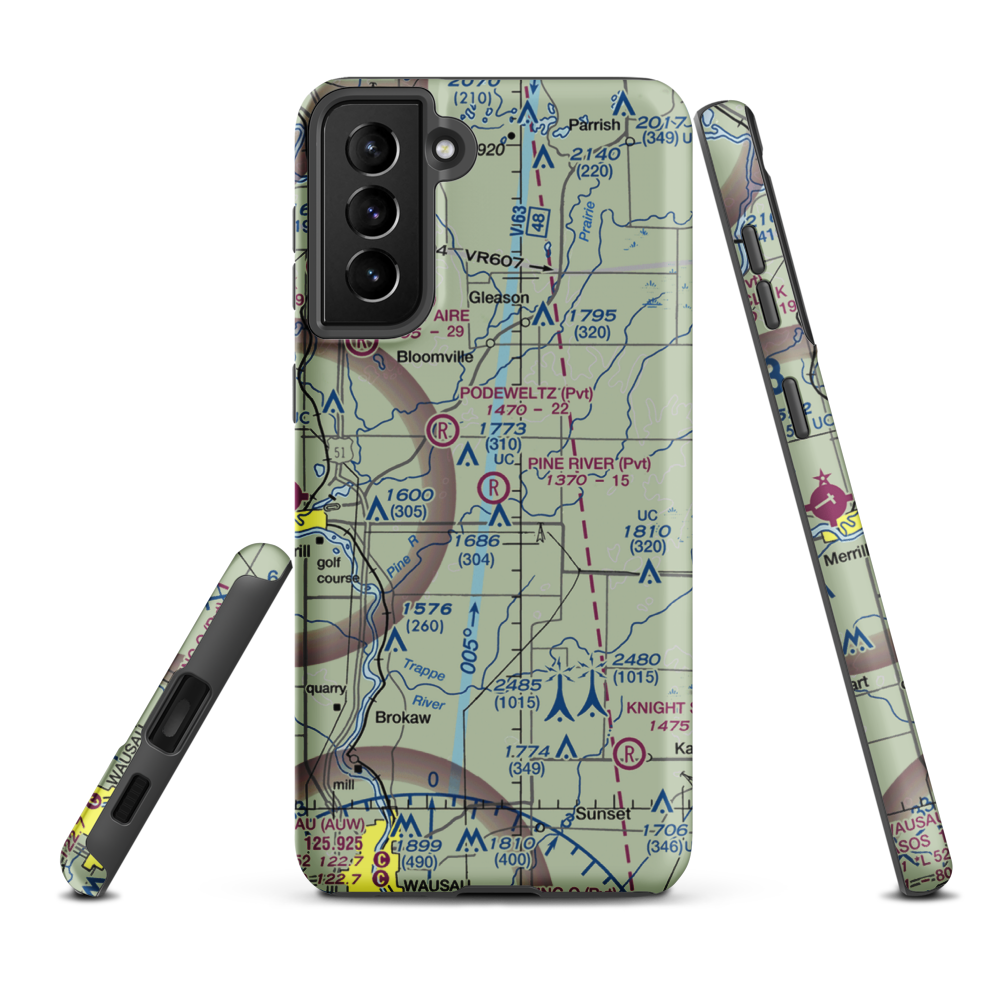Pine River Airport (WI87) VFR Sectional Samsung Phone Case Samsung Galaxy S21 Plus model shown