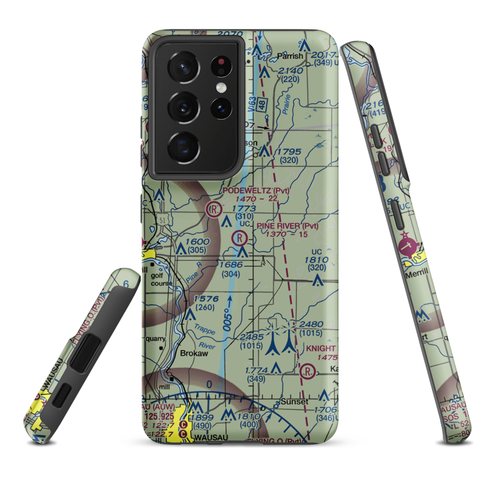 Pine River Airport (WI87) VFR Sectional Samsung Phone Case Samsung Galaxy S21 Plus model shown