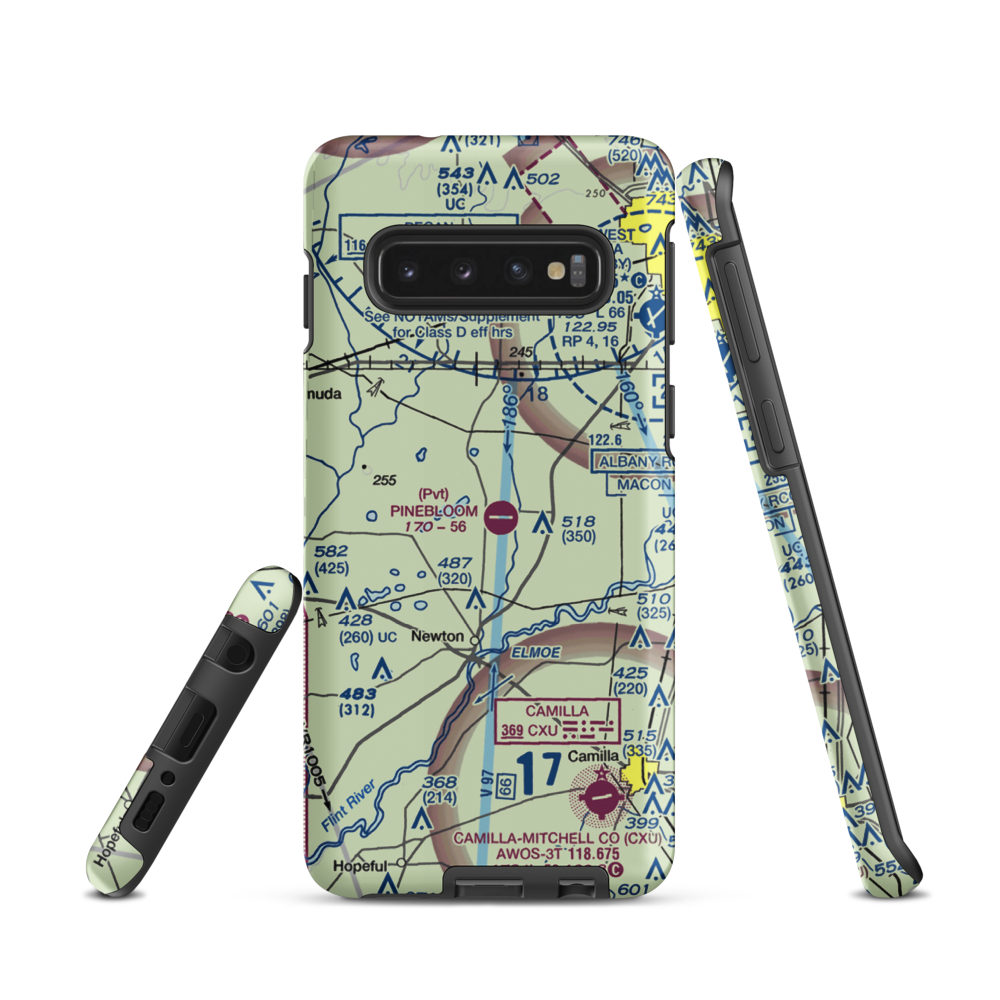 Pinebloom Plantation Airport (GA14) VFR Sectional Samsung Phone Case Samsung Galaxy S10 model shown