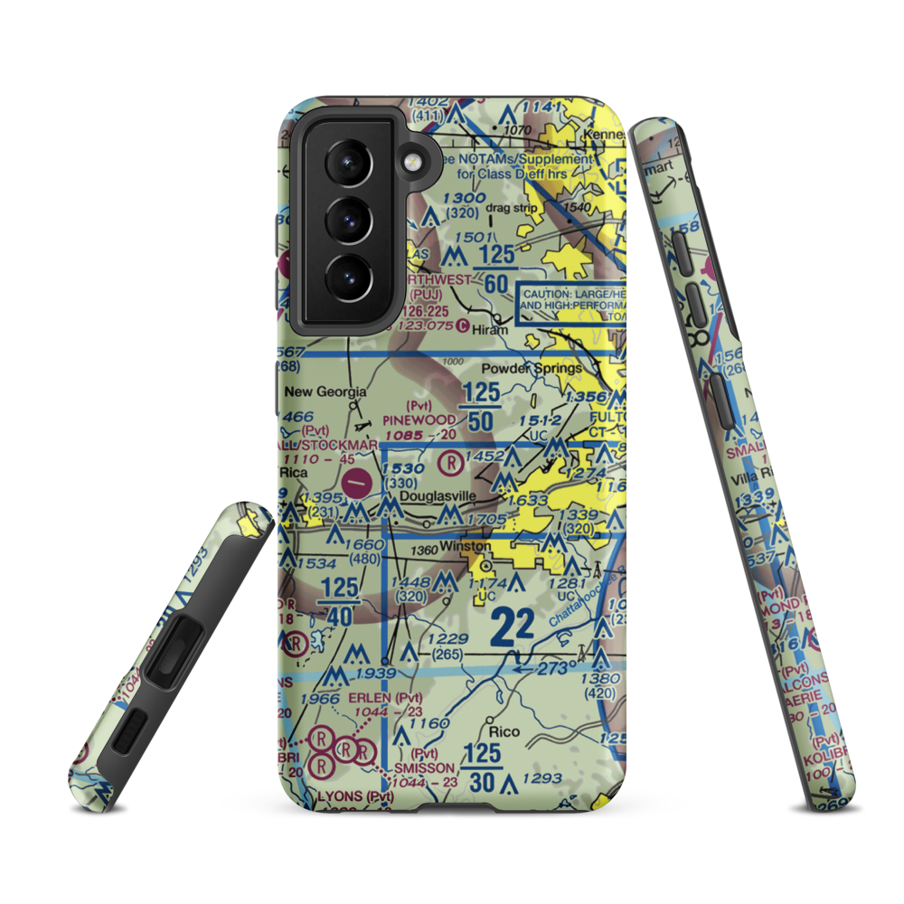 Pinewood Airport (0GE0) VFR Sectional Samsung Phone Case Samsung Galaxy S21 FE model shown