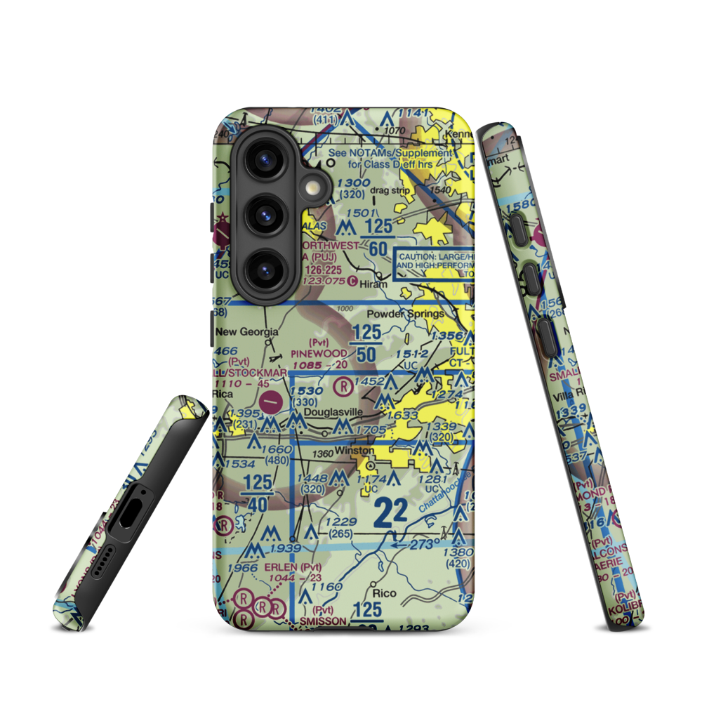 Pinewood Airport (0GE0) VFR Sectional Samsung Phone Case Samsung Galaxy S24 model shown