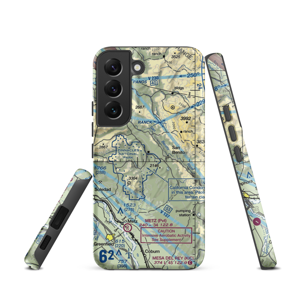 Pinnacles Ranch Airport (O23) VFR Sectional Samsung Phone Case Samsung Galaxy S22 model shown