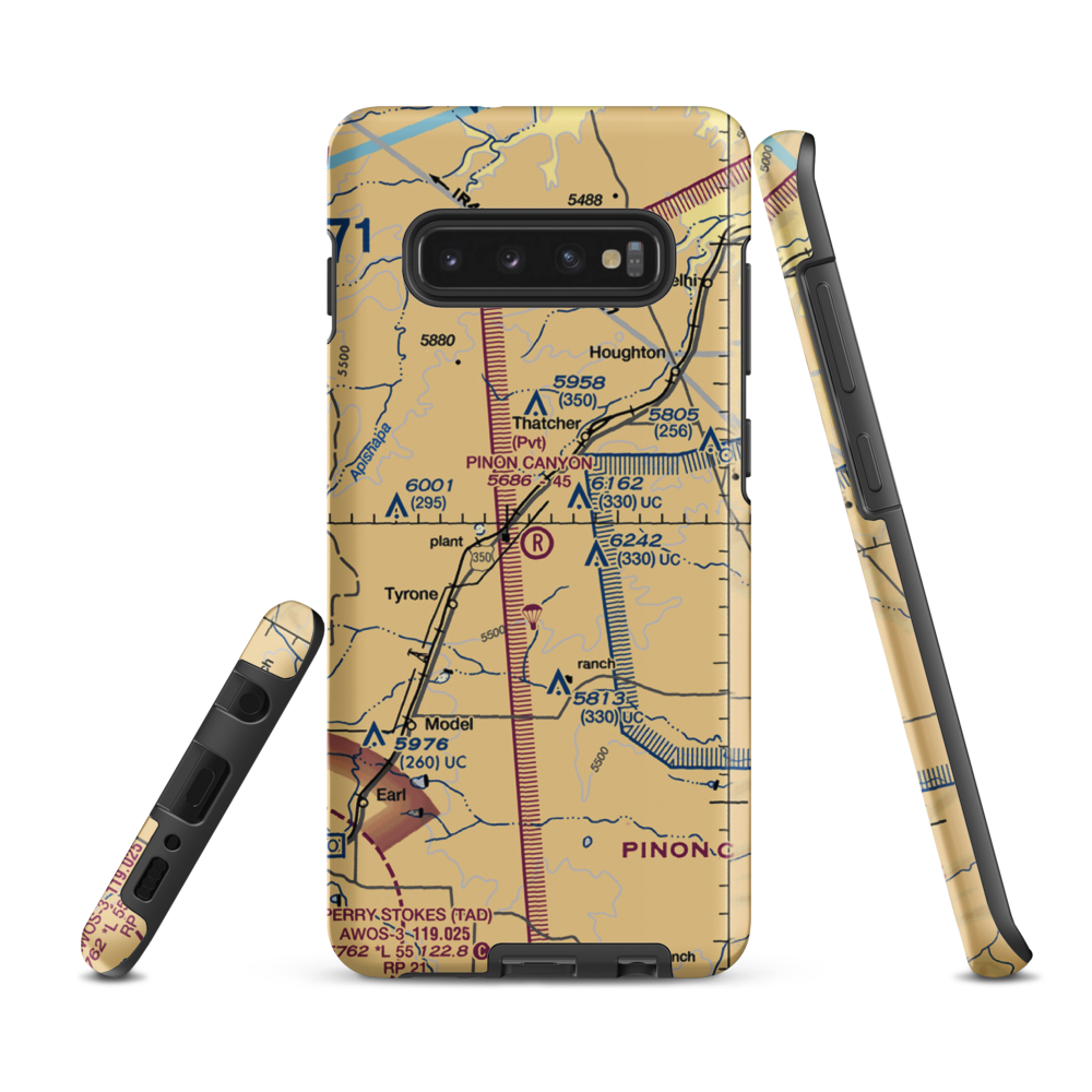 Pinon Canyon Airport (0CD5) VFR Sectional Samsung Phone Case Samsung Galaxy S10 Plus model shown