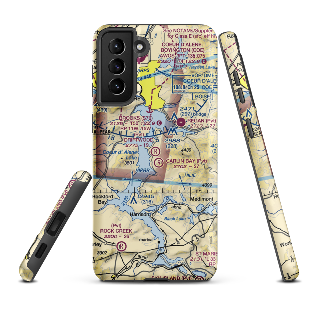Pisch's Place Airport (ID65) VFR Sectional Samsung Phone Case Samsung Galaxy S21 Plus model shown