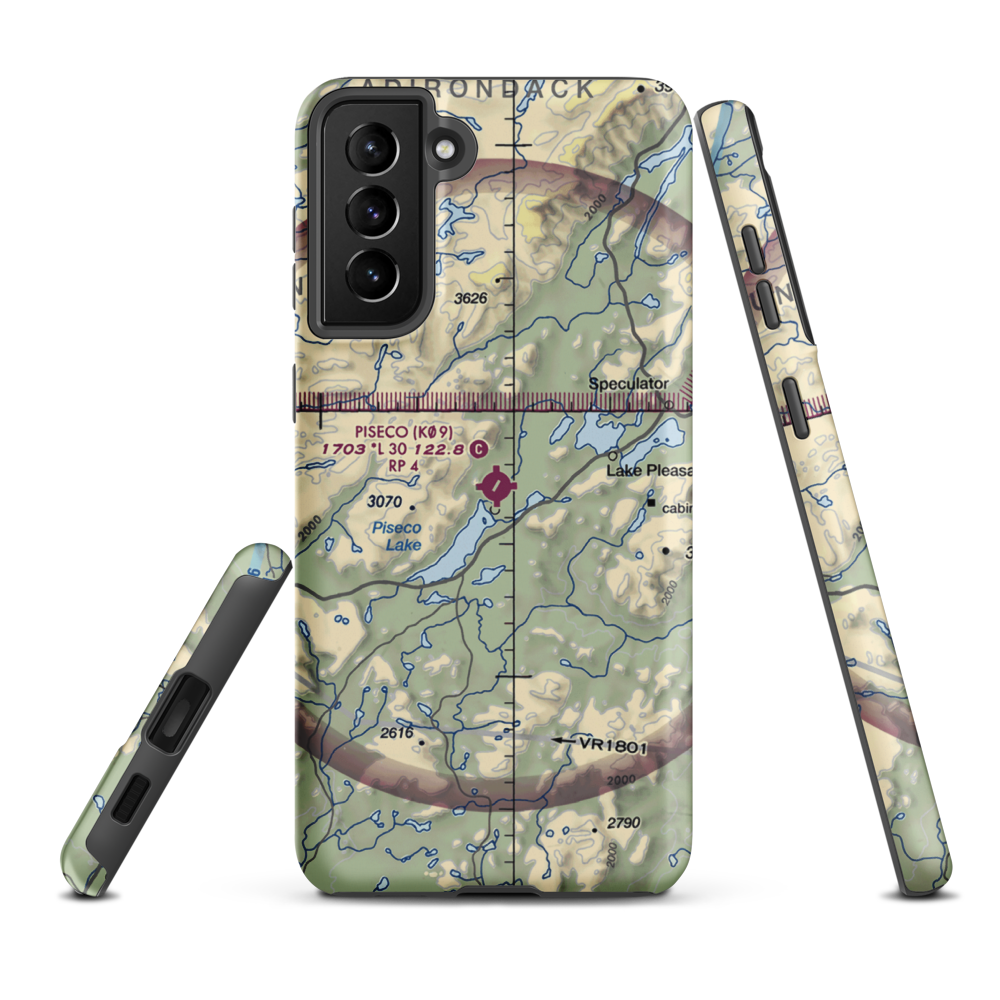 Piseco Airport (K09) VFR Sectional Samsung Phone Case Samsung Galaxy S21 Plus model shown