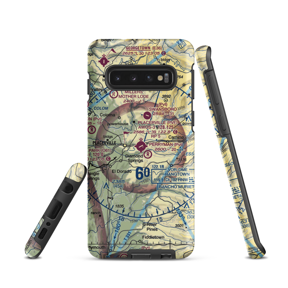 Placerville Airport (PVF) VFR Sectional Samsung Phone Case Samsung Galaxy S10 model shown