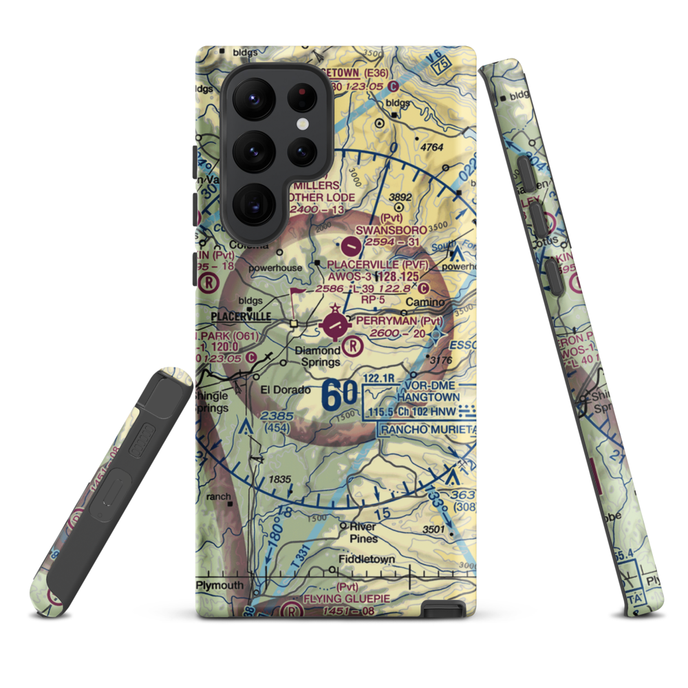Placerville Airport (PVF) VFR Sectional Samsung Phone Case Samsung Galaxy S22 Ultra model shown