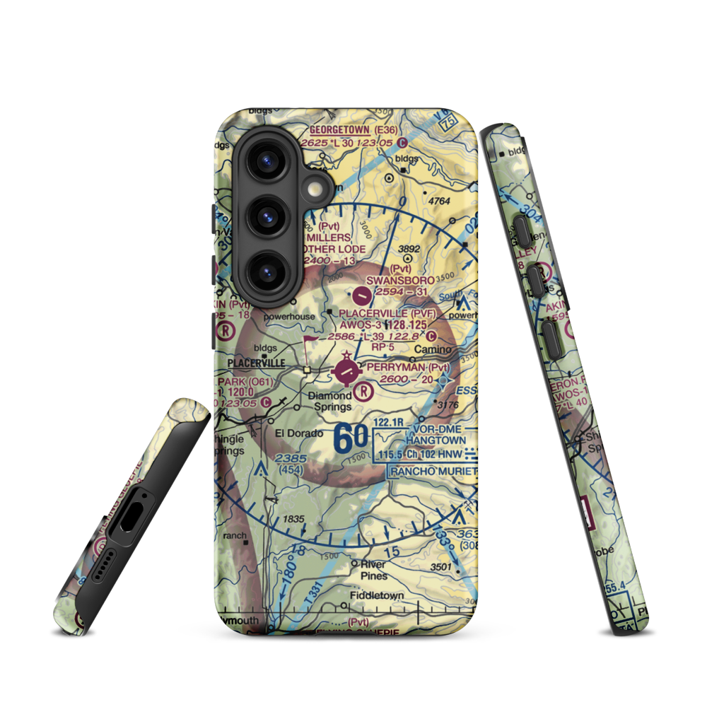 Placerville Airport (PVF) VFR Sectional Samsung Phone Case Samsung Galaxy S24 model shown