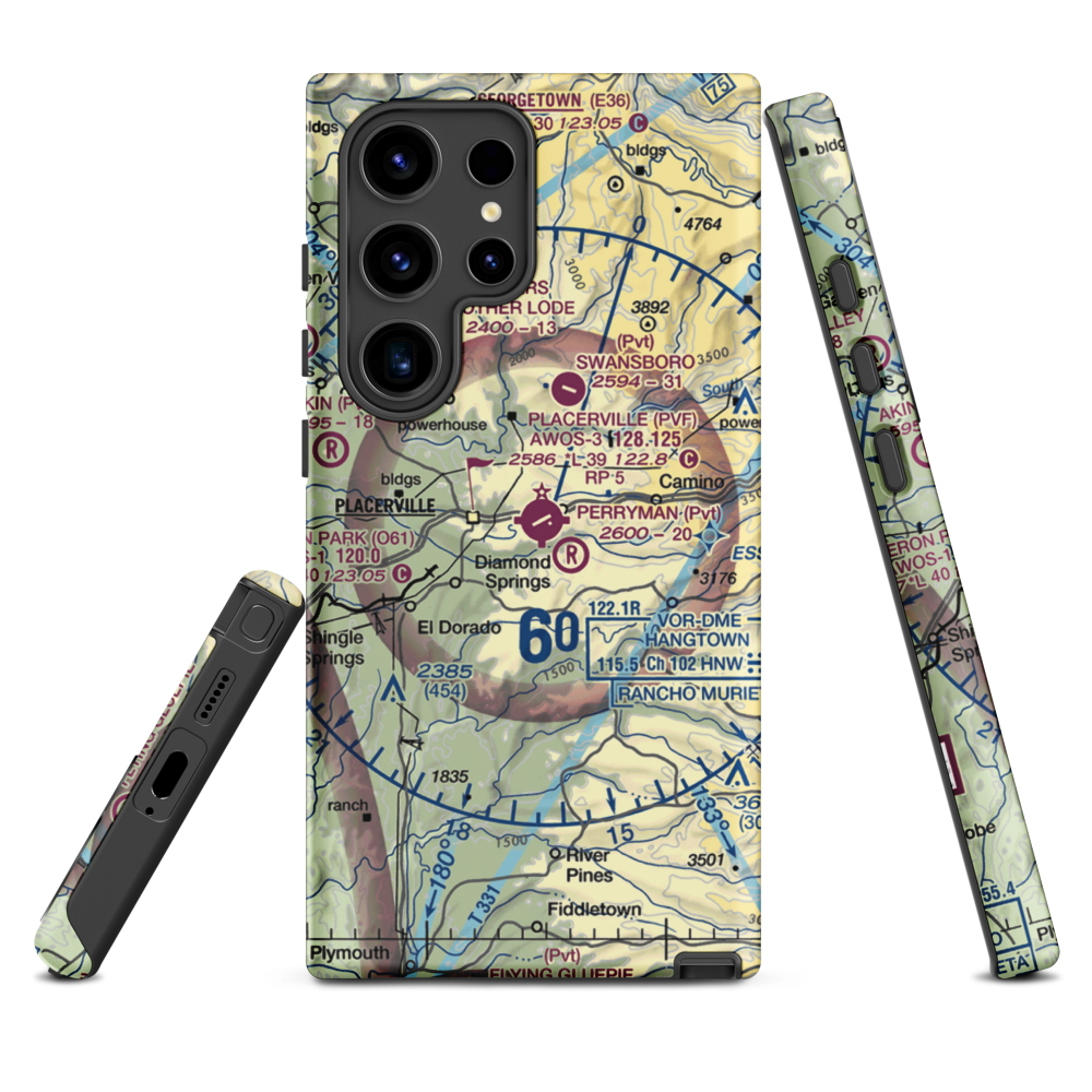 Placerville Airport (PVF) VFR Sectional Samsung Phone Case Samsung Galaxy S24 Ultra model shown