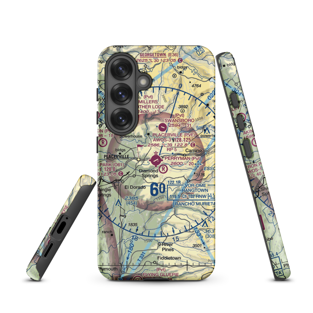 Placerville Airport (PVF) VFR Sectional Samsung Phone Case Samsung Galaxy S25 model shown