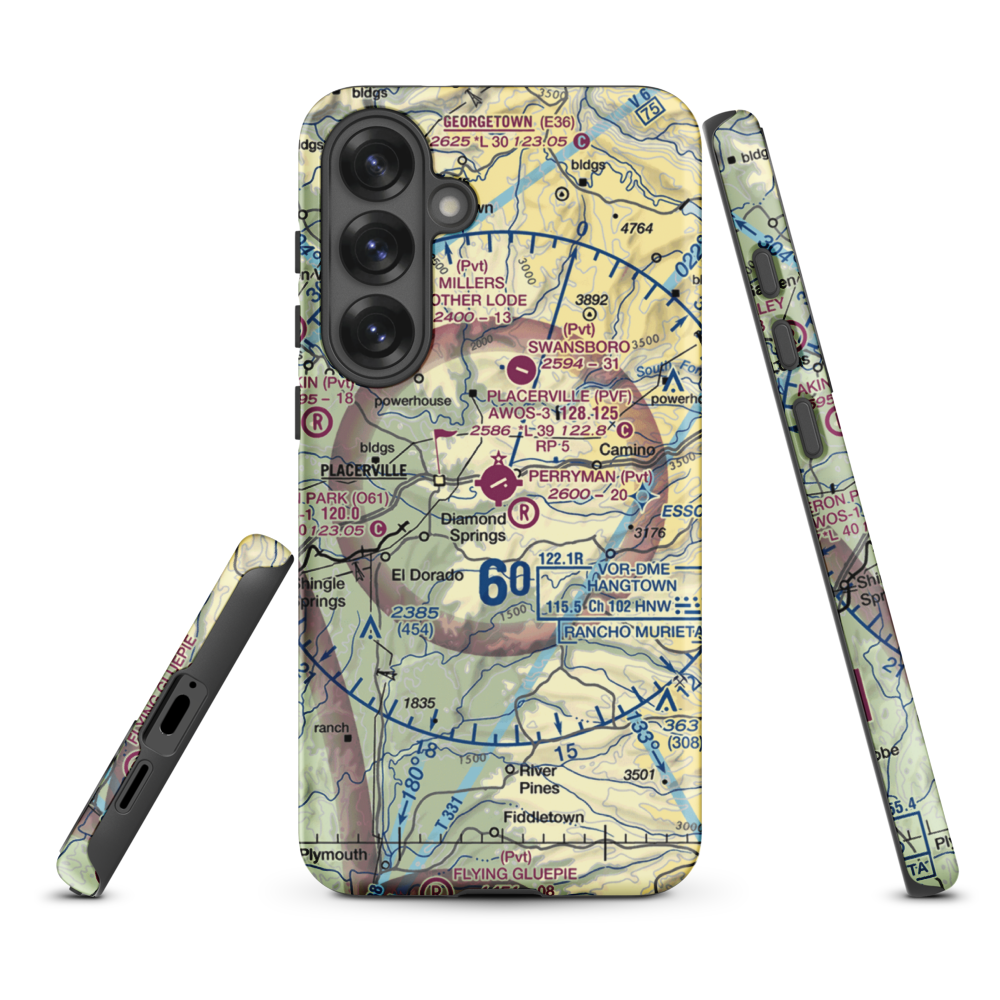 Placerville Airport (PVF) VFR Sectional Samsung Phone Case Samsung Galaxy S25 Plus model shown