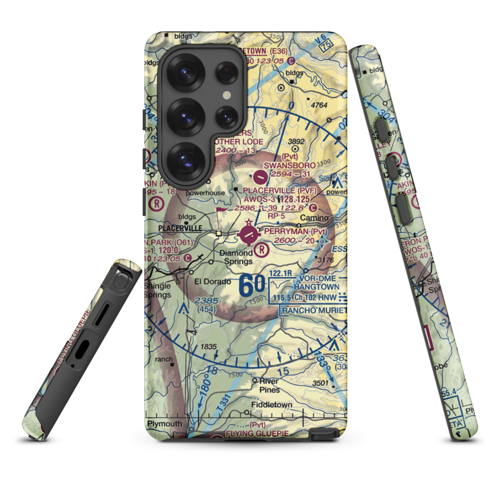 Placerville Airport (PVF) VFR Sectional Samsung Phone Case Samsung Galaxy S25 Ultra model shown