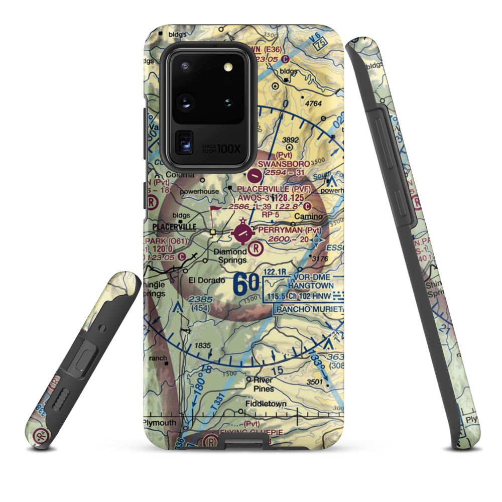 Placerville Airport (PVF) VFR Sectional Samsung Phone Case Samsung Galaxy S20 Ultra model shown