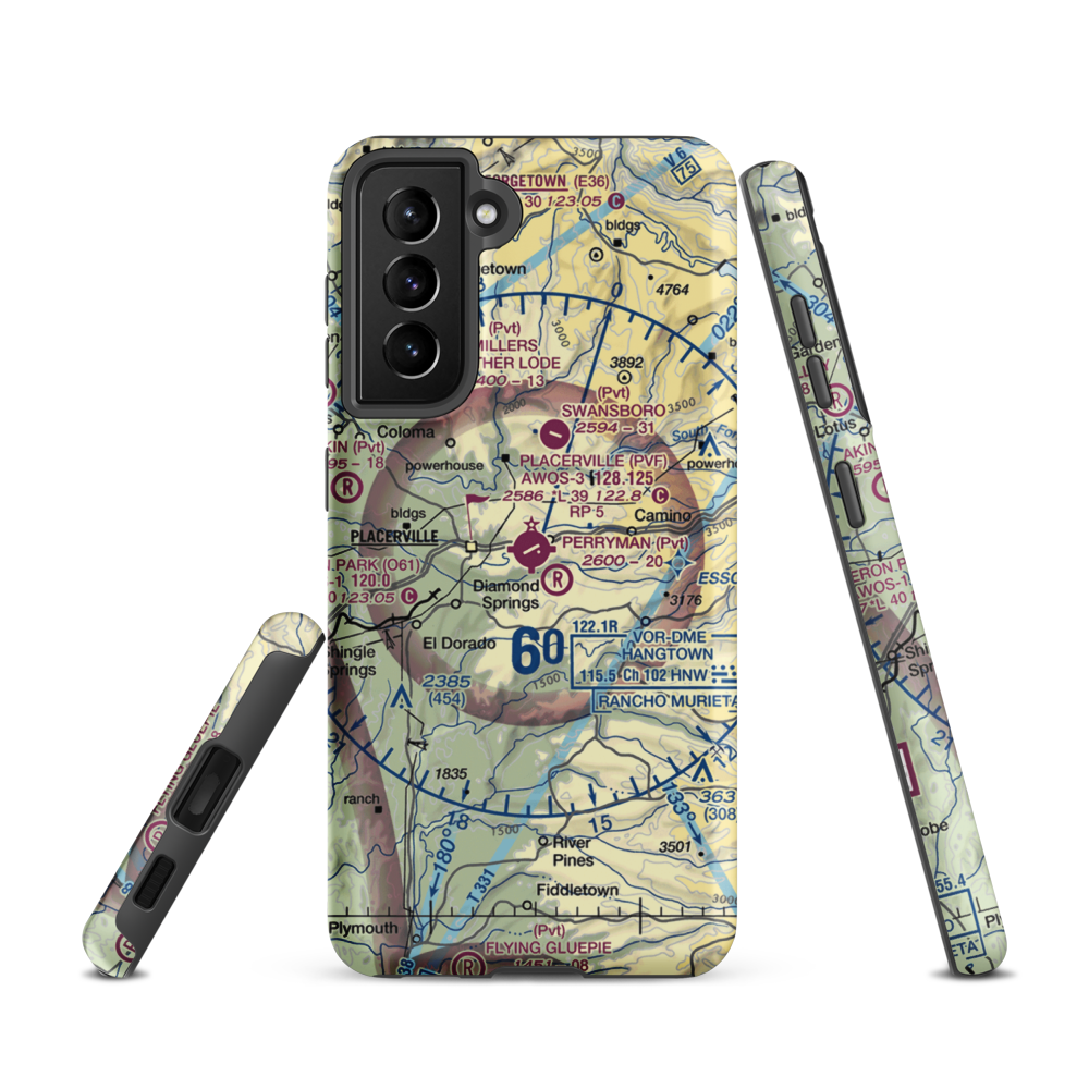 Placerville Airport (PVF) VFR Sectional Samsung Phone Case Samsung Galaxy S21 model shown