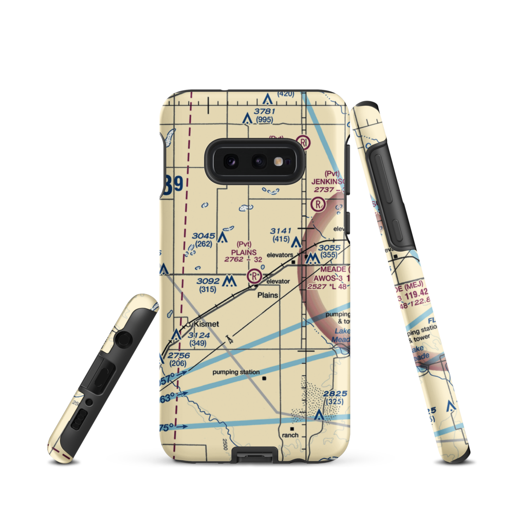 Plains Municipal Airport (2KS5) VFR Sectional Samsung Phone Case Samsung Galaxy S10e model shown