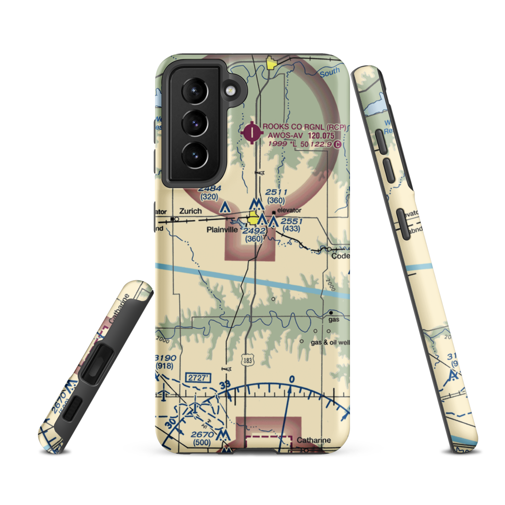 Plainville Airpark (0R9) VFR Sectional Samsung Phone Case Samsung Galaxy S21 FE model shown