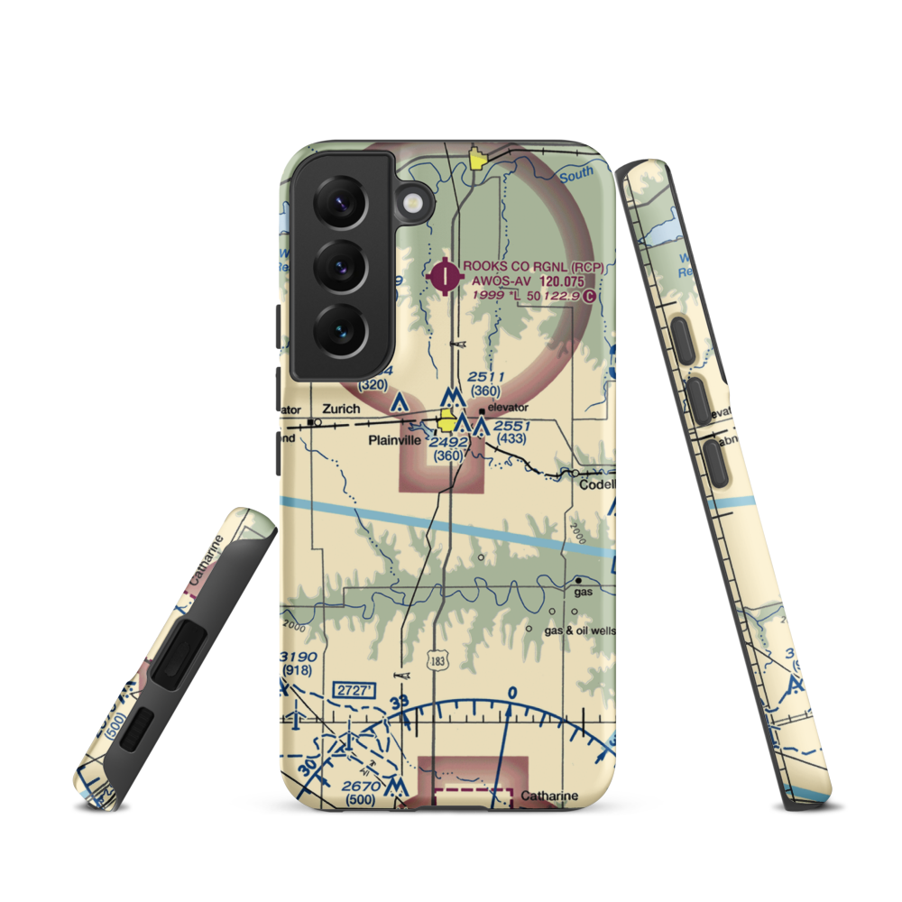 Plainville Airpark (0R9) VFR Sectional Samsung Phone Case Samsung Galaxy S22 model shown