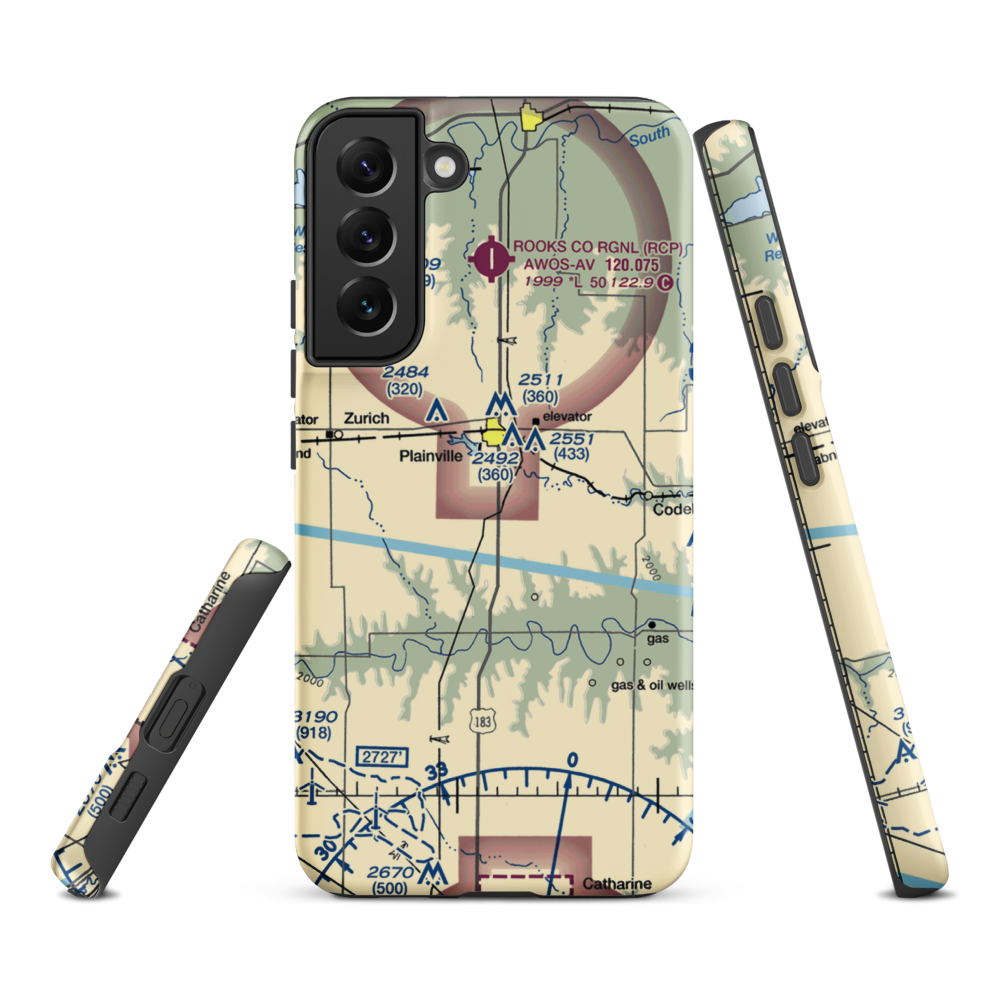 Plainville Airpark (0R9) VFR Sectional Samsung Phone Case Samsung Galaxy S22 Plus model shown