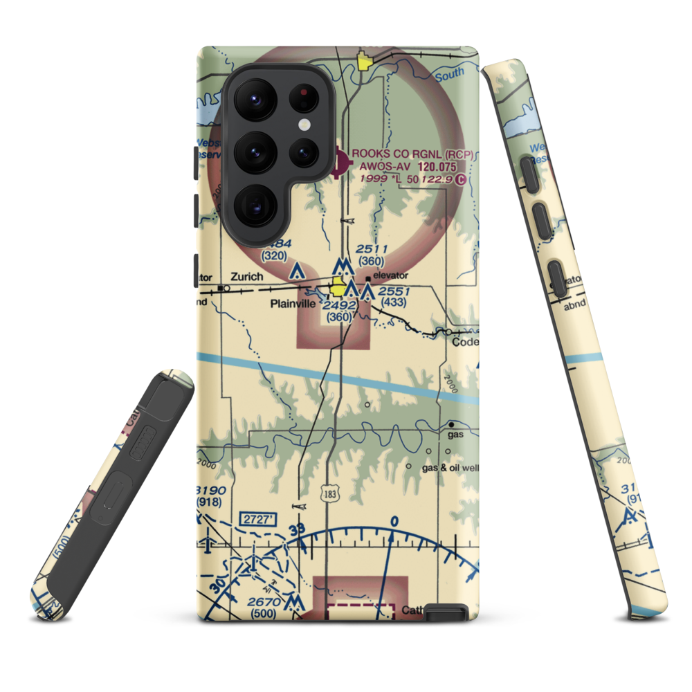 Plainville Airpark (0R9) VFR Sectional Samsung Phone Case Samsung Galaxy S22 Ultra model shown