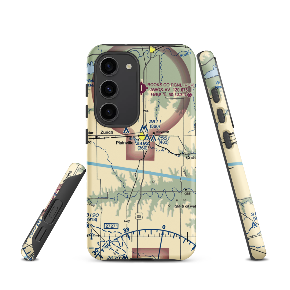 Plainville Airpark (0R9) VFR Sectional Samsung Phone Case Samsung Galaxy S23 model shown