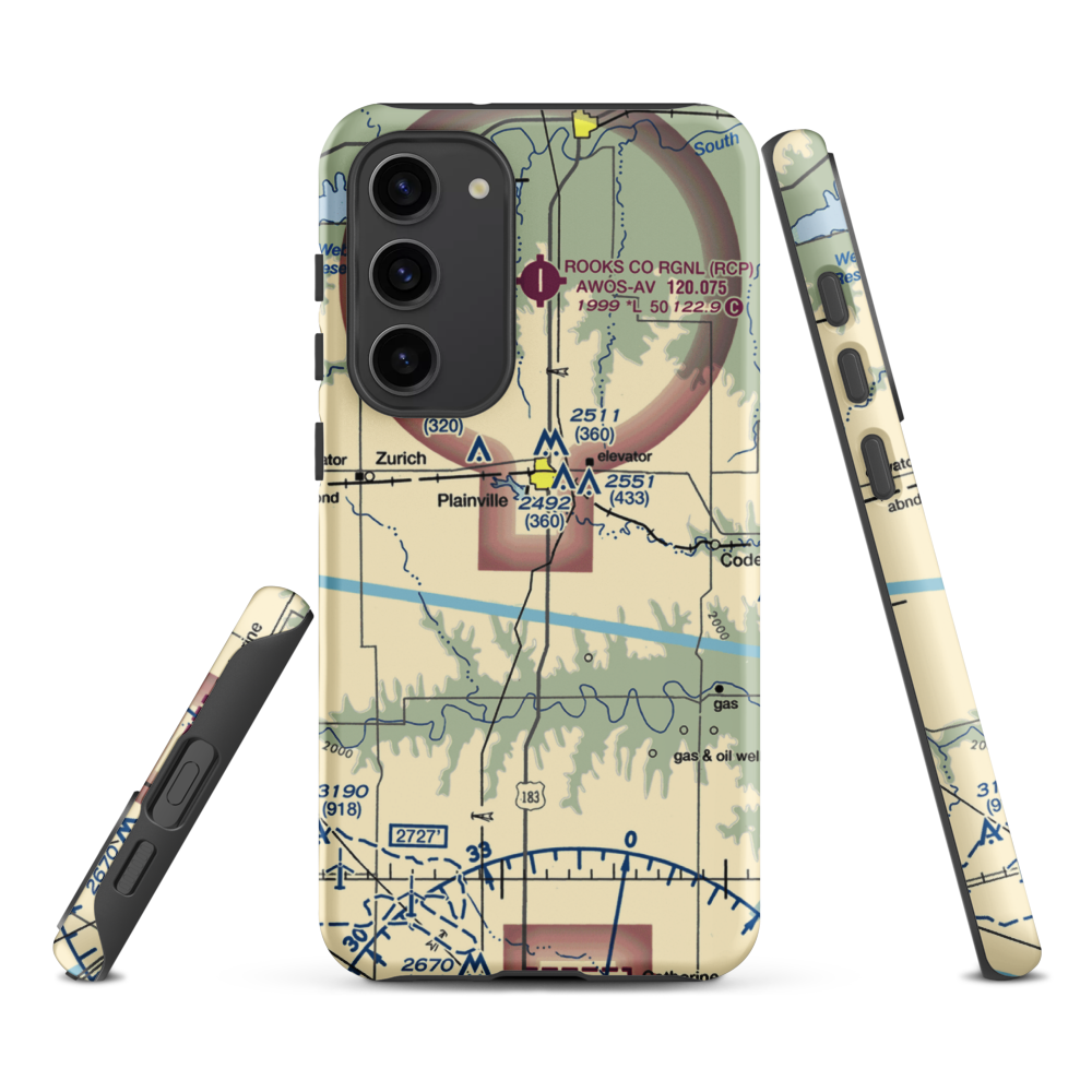 Plainville Airpark (0R9) VFR Sectional Samsung Phone Case Samsung Galaxy S23 Plus model shown