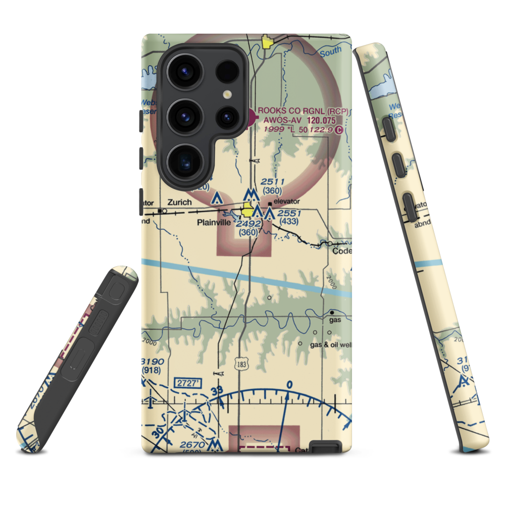 Plainville Airpark (0R9) VFR Sectional Samsung Phone Case Samsung Galaxy S23 Ultra model shown