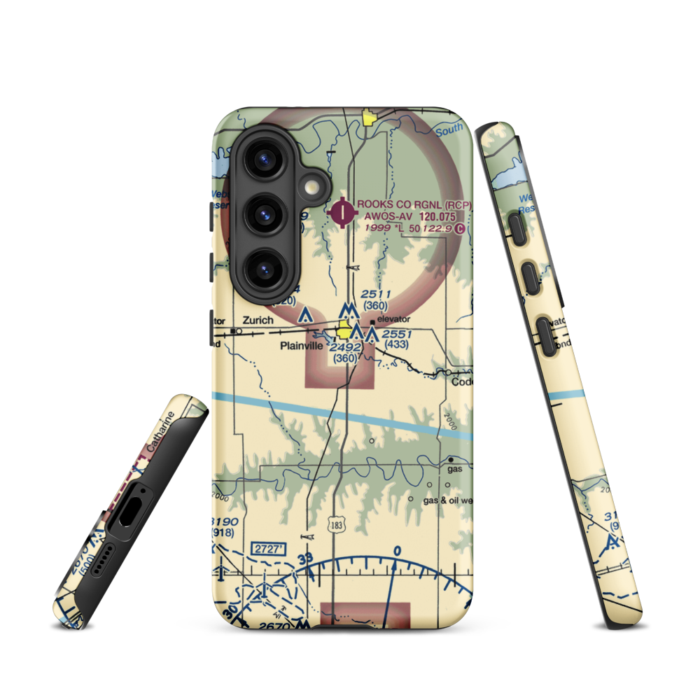 Plainville Airpark (0R9) VFR Sectional Samsung Phone Case Samsung Galaxy S24 model shown