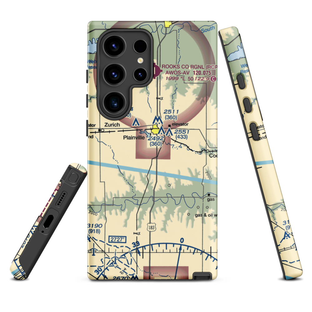 Plainville Airpark (0R9) VFR Sectional Samsung Phone Case Samsung Galaxy S24 Ultra model shown
