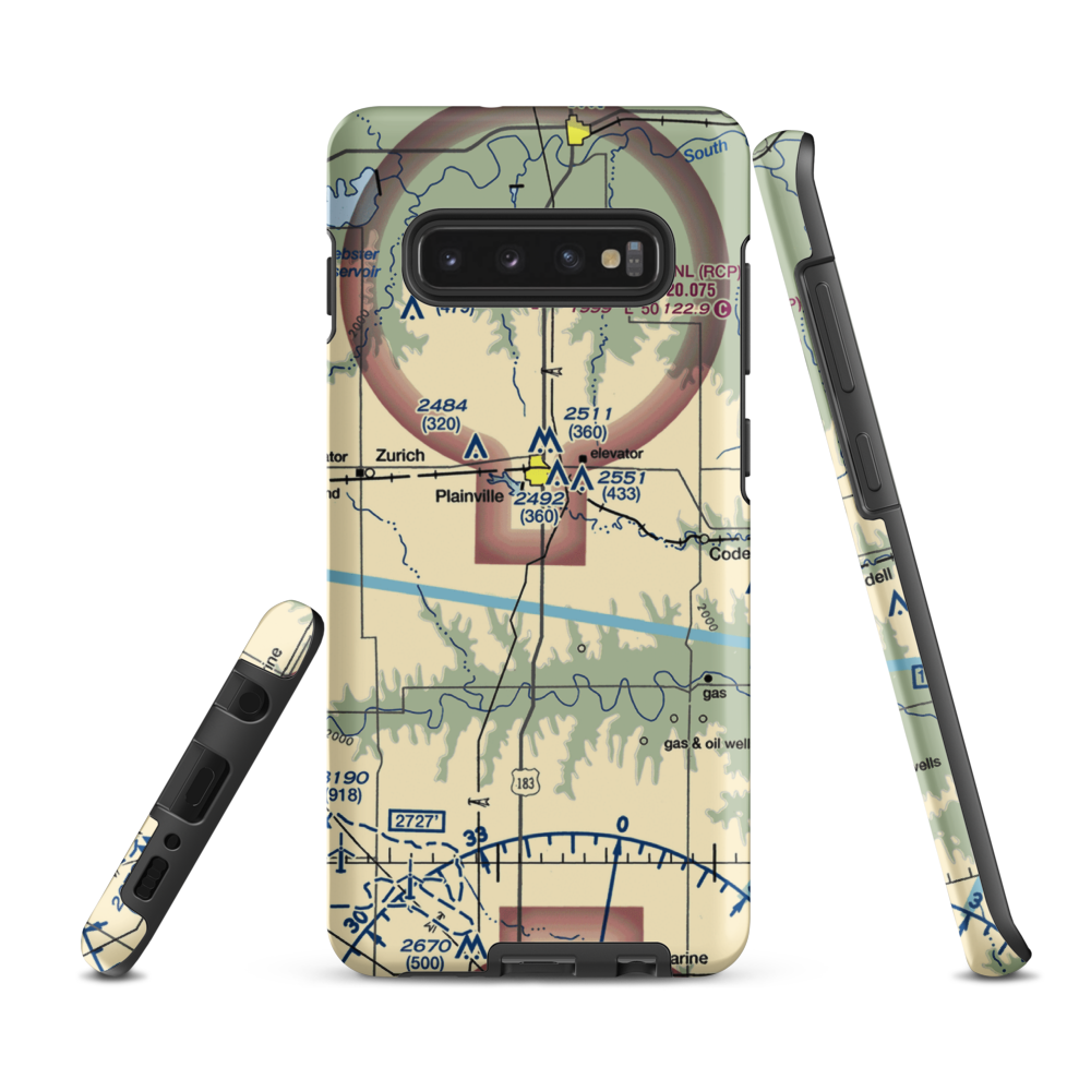 Plainville Airpark (0R9) VFR Sectional Samsung Phone Case Samsung Galaxy S10 Plus model shown