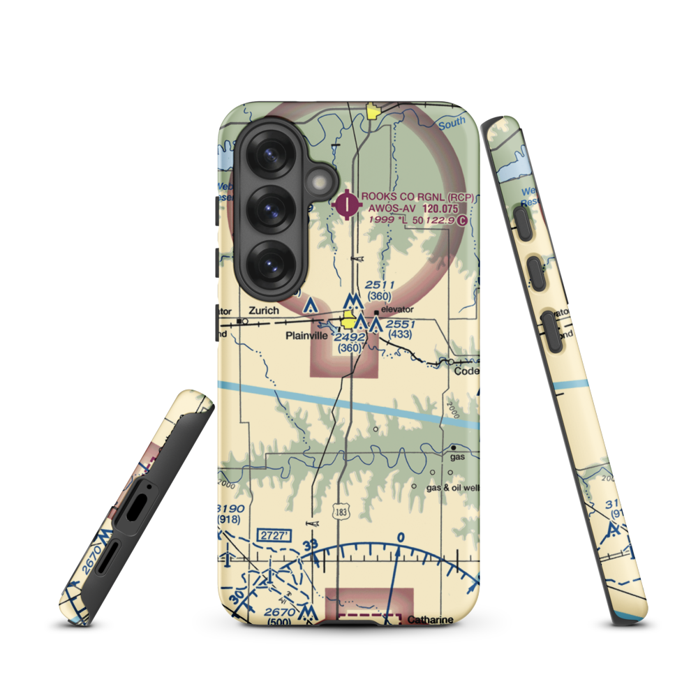 Plainville Airpark (0R9) VFR Sectional Samsung Phone Case Samsung Galaxy S25 model shown