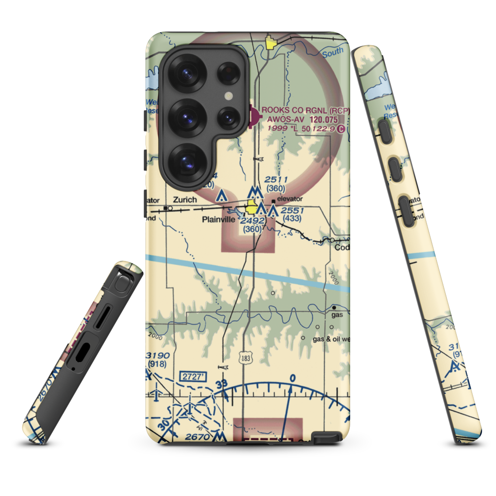 Plainville Airpark (0R9) VFR Sectional Samsung Phone Case Samsung Galaxy S25 Ultra model shown