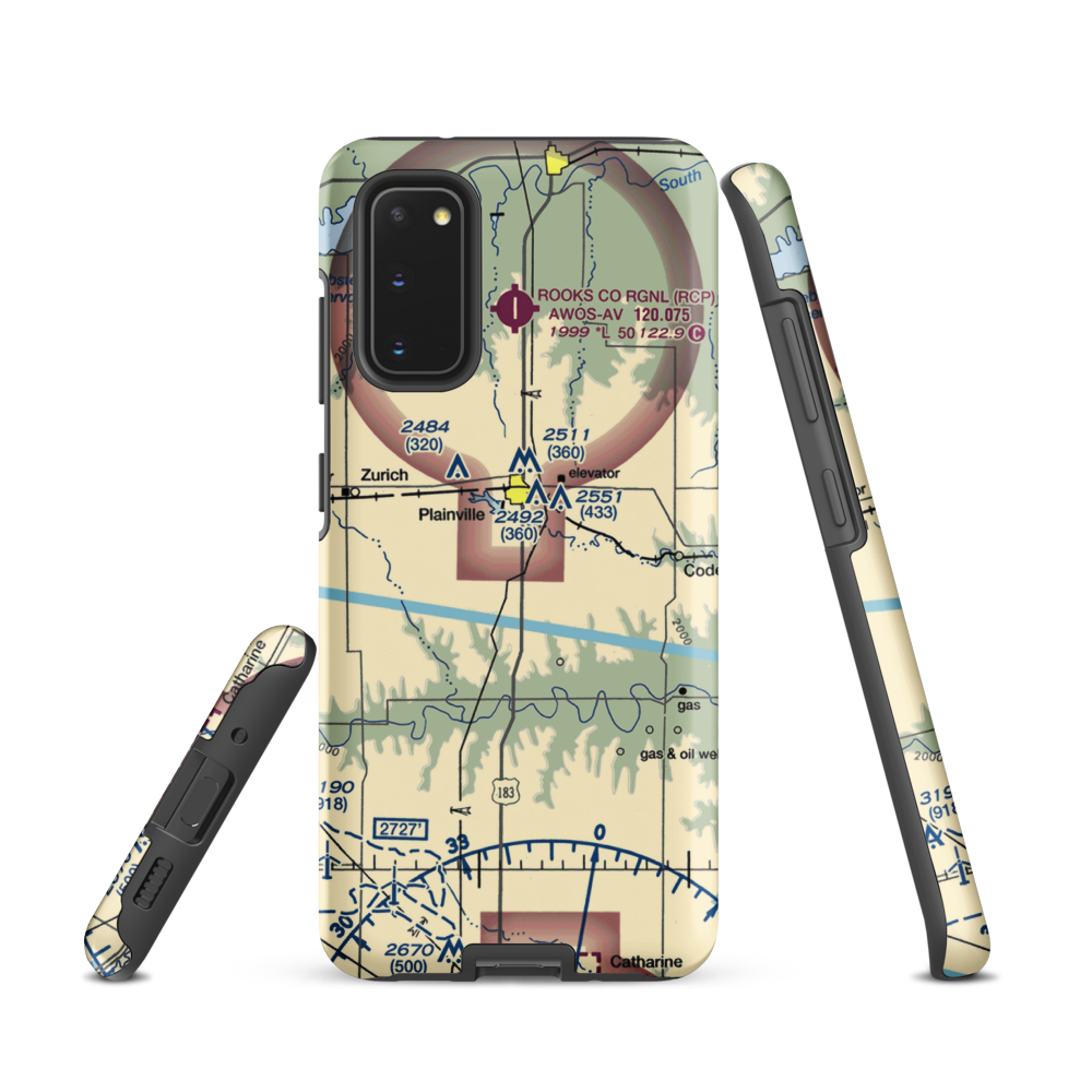 Plainville Airpark (0R9) VFR Sectional Samsung Phone Case Samsung Galaxy S20 model shown