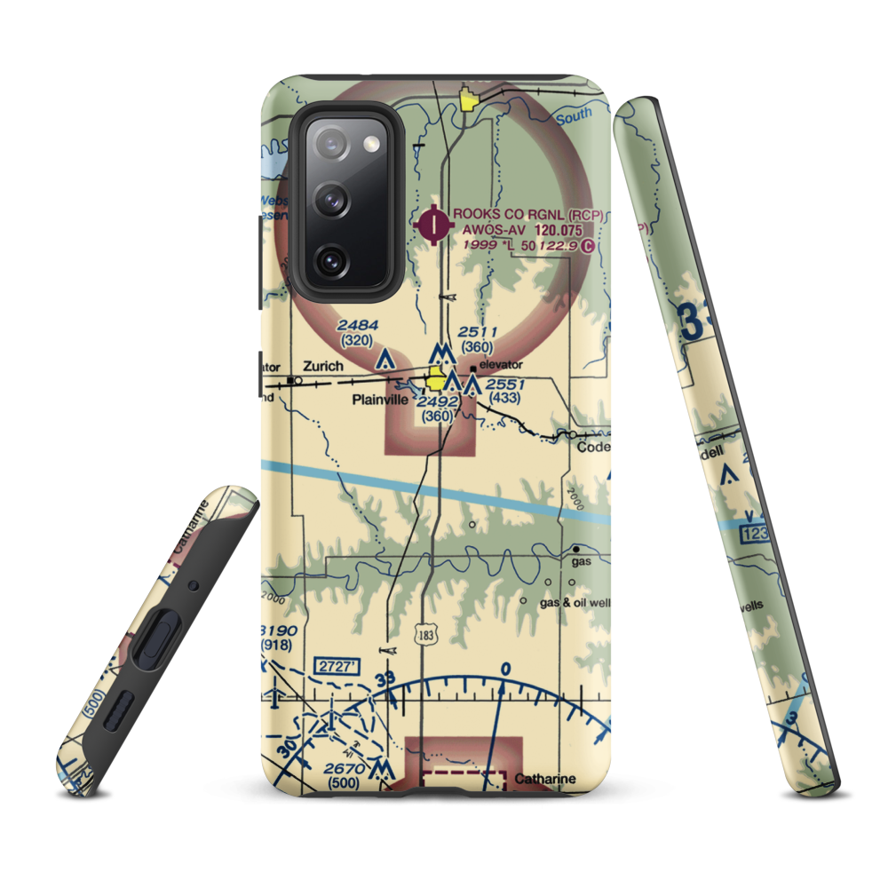 Plainville Airpark (0R9) VFR Sectional Samsung Phone Case Samsung Galaxy S20 FE model shown