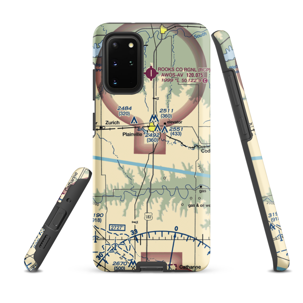 Plainville Airpark (0R9) VFR Sectional Samsung Phone Case Samsung Galaxy S20 Plus model shown