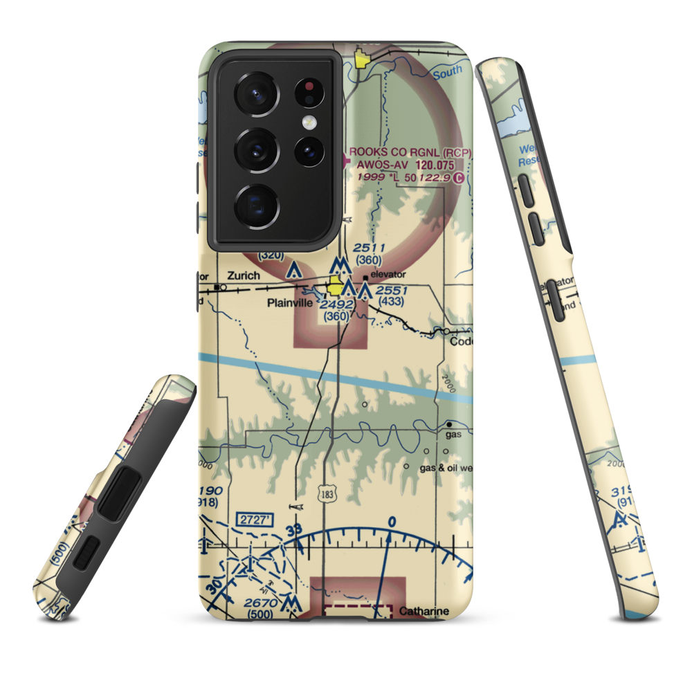 Plainville Airpark (0R9) VFR Sectional Samsung Phone Case Samsung Galaxy S21 Plus model shown