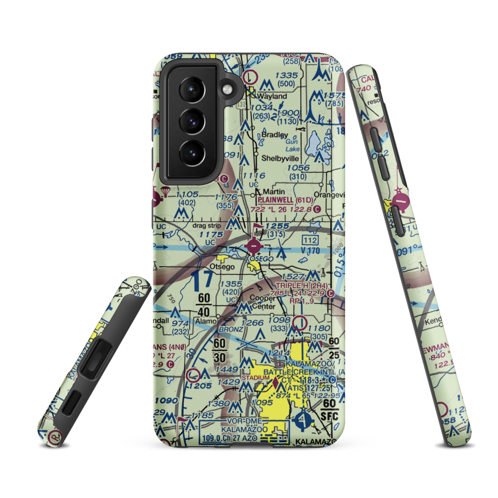 Plainwell Municipal Airport (61D) VFR Sectional Samsung Phone Case Samsung Galaxy S21 Ultra model shown