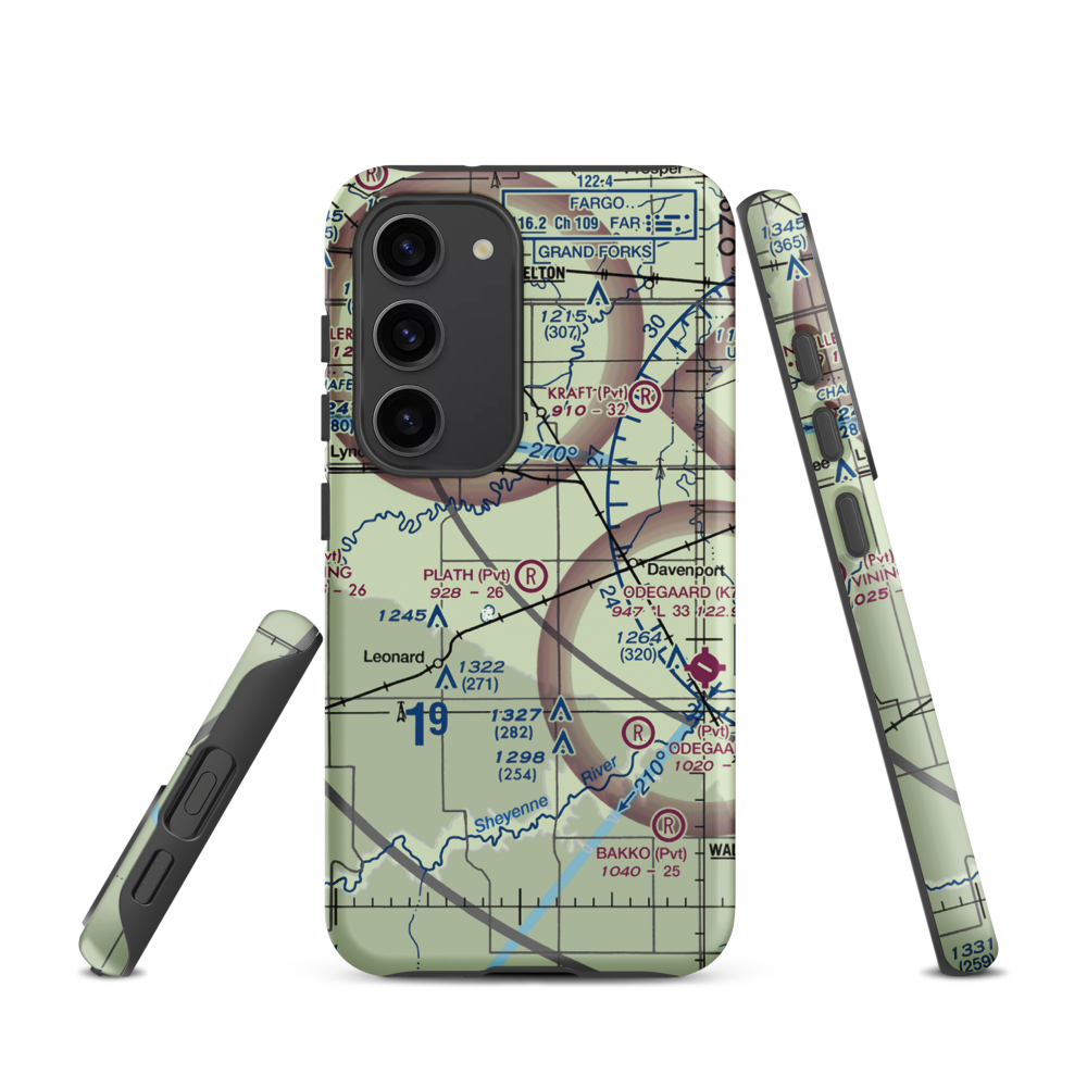 Plath Farms Airport (34ND) VFR Sectional Samsung Phone Case Samsung Galaxy S23 model shown