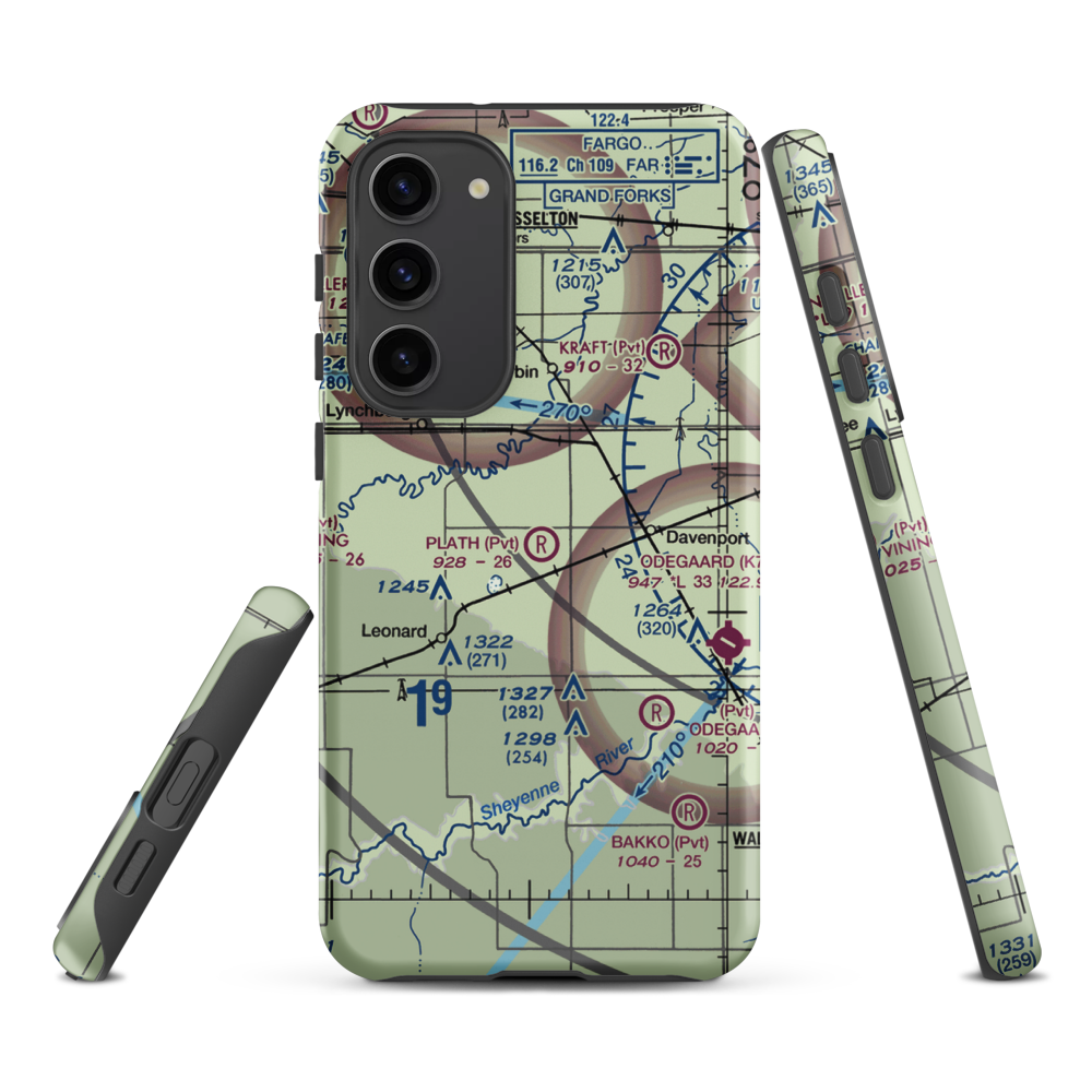 Plath Farms Airport (34ND) VFR Sectional Samsung Phone Case Samsung Galaxy S23 Plus model shown