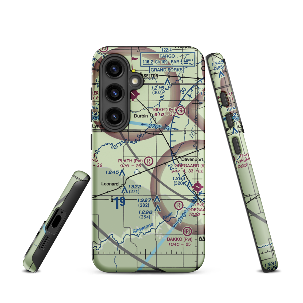 Plath Farms Airport (34ND) VFR Sectional Samsung Phone Case Samsung Galaxy S24 model shown
