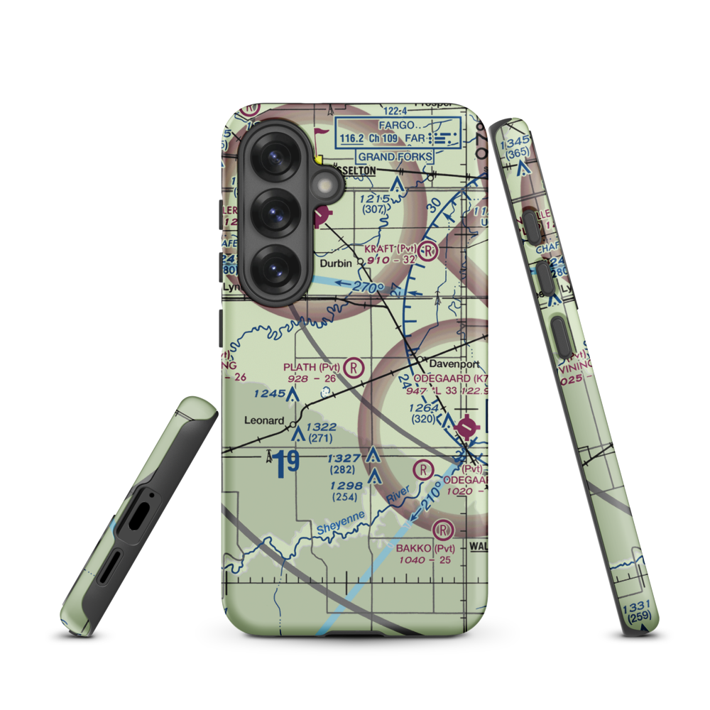 Plath Farms Airport (34ND) VFR Sectional Samsung Phone Case Samsung Galaxy S25 model shown